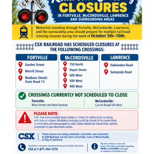 🚧 CSX RAILROAD CROSSING CLOSURES | OCTOBER 5–10 🚧